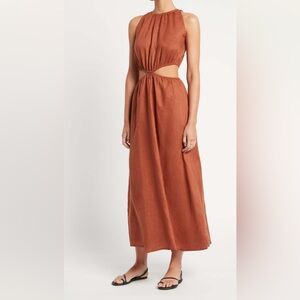 Faithfull the Brand Traipani Crop top Linen Midi Dress - spice